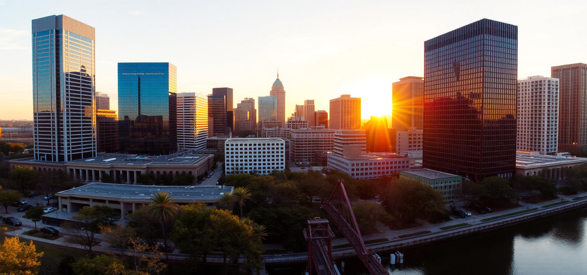 Austin Texas skyline at sunset